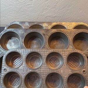 Set of Three Vintage Muffin Tins, (2) EKCO 13.5” x 7”, (1) OVENEX 10” x 5.25”